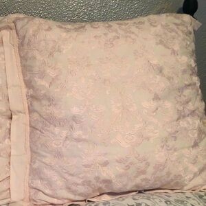 Simply Shabby Chic  | Euro Pillow 
Cover | Pink Cotton Embroidered
